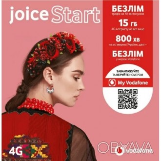 Стартовый пакет Vodafone Joice Start- безлим трафик на 38 приложений - такие как. . фото 1
