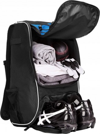 
 Спортивний рюкзак Amazon Basics 68042 22L Чорний із синім Спортивний рюкзак дл. . фото 6