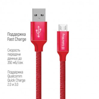 Кабель ColorWay USB-MicroUSB, 2.4А, 2м Red 
 
Отправка данного товара производит. . фото 4