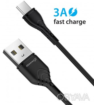 Кабель Grand-X USB-USB Type C, Cu, 3A, 1м, Fast Сharge, Black 
 
Отправка данног. . фото 1