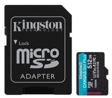 Карта пам`яти MicroSDXC 512GB UHS-I/U3 Class 10 Kingston Canvas Go! Plus R170/W9. . фото 2