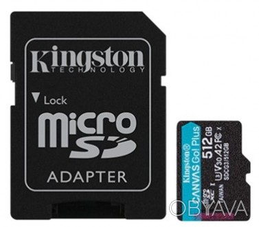 Карта пам`яти MicroSDXC 512GB UHS-I/U3 Class 10 Kingston Canvas Go! Plus R170/W9. . фото 1