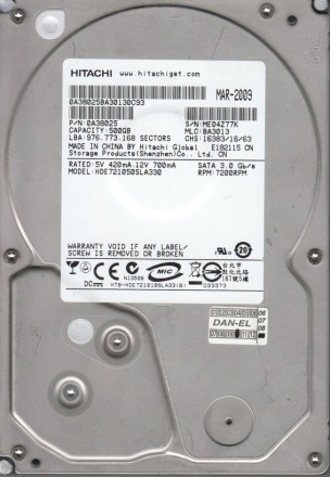 Накопичувач HDD SATA 500GB Hitachi Deskstar E7K1000 7200rpm 32MB Refurbished. Харків. фото 1 Накопичувач HDD SATA 500GB Hitachi Deskstar E7K1000 7200rpm 32MB Refurbished. Харків. фото 1