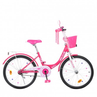 Велосипед детский для девочки c корзинкой PROF1 20юймов Y2013-1 Princess,малинов. . фото 3