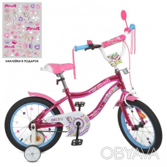 
	Опис Велосипед дитячий PROF1 16д. Y16242S рожевий
	міцна металева рама;
	надув. . фото 1