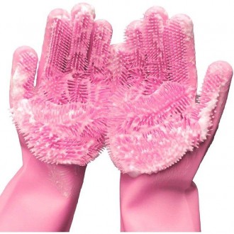 Силиконовые многофункциональные перчатки для мытья и чистки Gloves for washing d. . фото 3