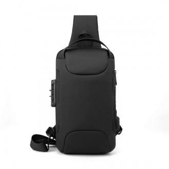 
	Мужской рюкзак на одно плечо Confident ATN01-T-X1661A пошит из прочной черной . . фото 2