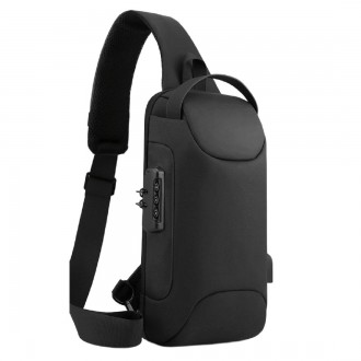 
	Мужской рюкзак на одно плечо Confident ATN01-T-X1661A пошит из прочной черной . . фото 6