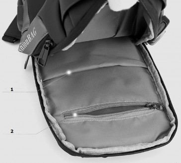 
	Мужской рюкзак на одно плечо Confident ATN01-T-X1661A пошит из прочной черной . . фото 4