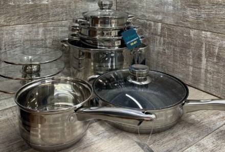 
Набір посуду з 12 предметів
Набір кухонного посуду із 7-шаровим дном RAINBERG-R. . фото 10