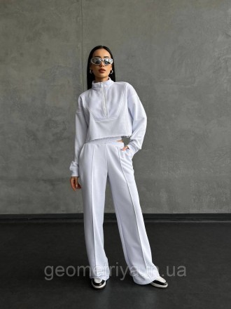 
Трикотажный костюм оверсайз белого цвета 
Параметры:
XS/S : ОГ 82-90, талия 62-. . фото 8