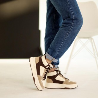 Універсальна модель кросівок Allshoes 584915 в стильному бежево-коричневому поєд. . фото 8