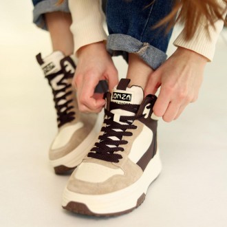 Універсальна модель кросівок Allshoes 584915 в стильному бежево-коричневому поєд. . фото 5