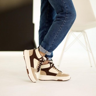 Універсальна модель кросівок Allshoes 584915 в стильному бежево-коричневому поєд. . фото 4