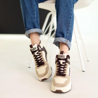 Універсальна модель кросівок Allshoes 584915 в стильному бежево-коричневому поєд. . фото 7