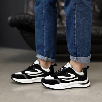 Жіночі кросівки Allshoes 584917 зі стильним поєднанням чорного та білого кольорі. . фото 6