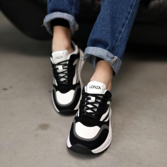 Жіночі кросівки Allshoes 584917 зі стильним поєднанням чорного та білого кольорі. . фото 4