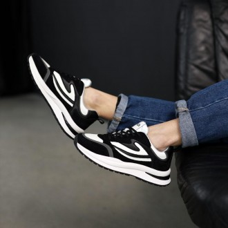 Жіночі кросівки Allshoes 584917 зі стильним поєднанням чорного та білого кольорі. . фото 2