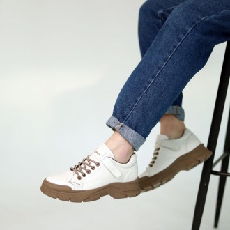 Універсальна модель кросівок Allshoes 584921 в молочному вітінку, з акцентною ко. . фото 8