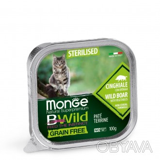 Monge BWild Cat Grain Free Paté terrine Cinghiale – полноценный сбалансированный. . фото 1