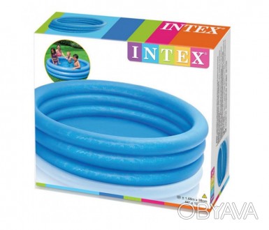 Надувной бассейн Кристалл Intex круглый, с высокими бортиками для детей от 3 лет. . фото 1