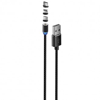 Кабель ColorWay Magnetic USB-Lightning/MicroUSB/USB-C, 2.4А, 1м, Black 
 
Отправ. . фото 6