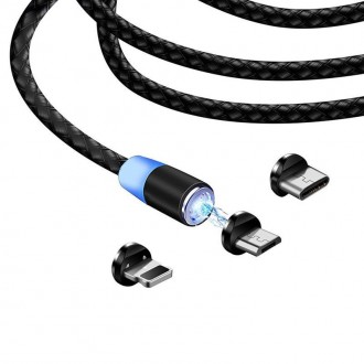 Кабель ColorWay Magnetic USB-Lightning/MicroUSB/USB-C, 2.4А, 1м, Black 
 
Отправ. . фото 4