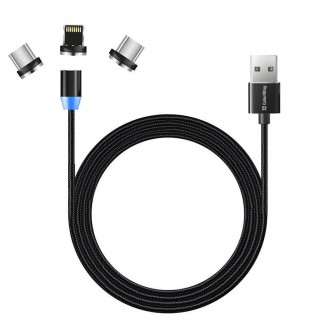 Кабель ColorWay Magnetic USB-Lightning/MicroUSB/USB-C, 2.4А, 1м, Black 
 
Отправ. . фото 5