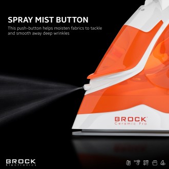 Праска Brock BSI 2012 OR
Потужність: 2400 Вт; 220-240В 50Гц
Керамічна прасувальн. . фото 4