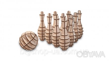 Конструктор Eco Wood Art для игры в миниатюрный боулинг в домашних условиях. Соб. . фото 1