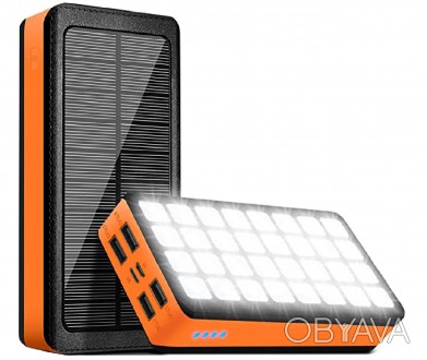 Повербанк водонепроницаемый Solar с фонарем оранжевый 30000 mA 109-10826971