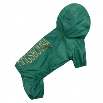 Водостойкая одежда для собак плащ дождевик со скрытым капюшоном на подкладке с в. . фото 2