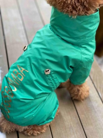 Водостойкая одежда для собак плащ дождевик со скрытым капюшоном на подкладке с в. . фото 7