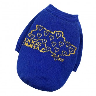 Теплая модная одежда для собак вязаный шерстяной свитер сине-жёлтый унисекс разн. . фото 2