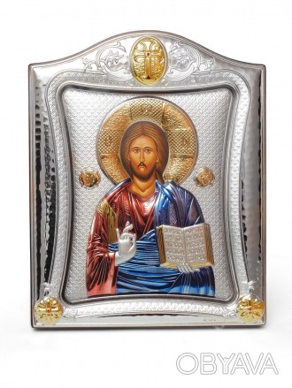 Ексклюзивная серебряная икона с Греции
Спаситель Иисус 20х25см
 К Вашему внимани. . фото 1