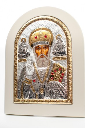 Гречемкая Серебрянапя Икона "Николай Чудотворец" на белом дереве 
Иконы арочной . . фото 5
