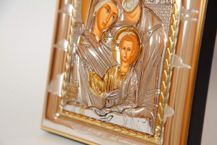 Серебряная икона "Святая Семья" прямоугольной формы без рамки (Греция) 
 Икона С. . фото 4