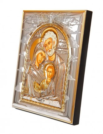 Серебряная икона "Святая Семья" прямоугольной формы без рамки (Греция) 
 Икона С. . фото 3