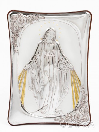 
Икона Богородицы с лучами солнца украшена узорами цветов и позолотой 15х21см
 
. . фото 1