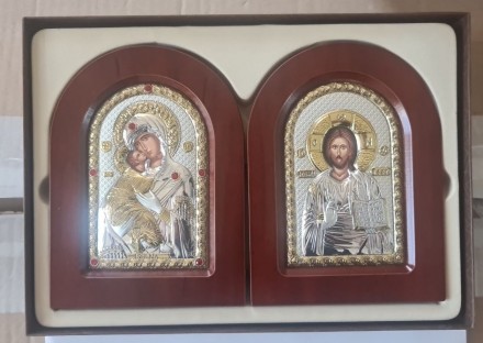 Ікона книжечка Вишгородся Богородиця та Спаситель Ісус 10х14см диптих. . фото 3