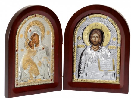 Ікона книжечка Вишгородся Богородиця та Спаситель Ісус 10х14см диптих. . фото 2