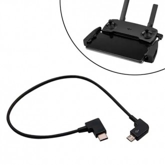 Кабель OTG MicroUSB – Type-C для пульта DJI Spark, Mavic Pro/Air, 28см. Ровно. фото 1 Кабель OTG MicroUSB – Type-C для пульта DJI Spark, Mavic Pro/Air, 28см. Ровно. фото 1