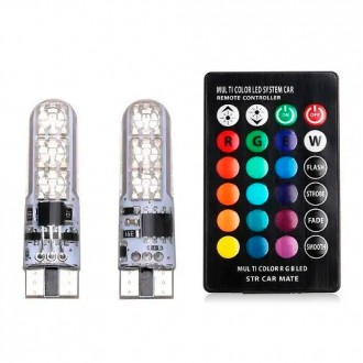LED T10 W5W лампа в автомобіль 2шт з пультом ДК, 6 SMD 5050, 16 кольорів. Рівне. фото 1 LED T10 W5W лампа в автомобіль 2шт з пультом ДК, 6 SMD 5050, 16 кольорів. Рівне. фото 1