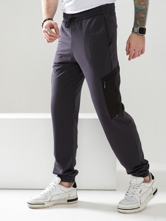 Мужские спортивные брюки, низ брюк на резинке, выполнены из трикотажа двунить пе. . фото 2