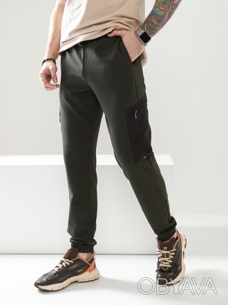 Мужские спортивные брюки, низ брюк на резинке, выполнены из трикотажа двунить пе. . фото 1