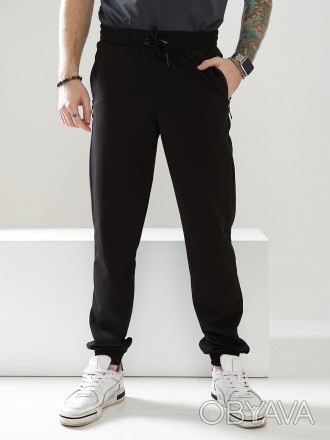 Мужские спортивные брюки, низ брюк на резинке, выполнены из трикотажа двунить пе. . фото 1