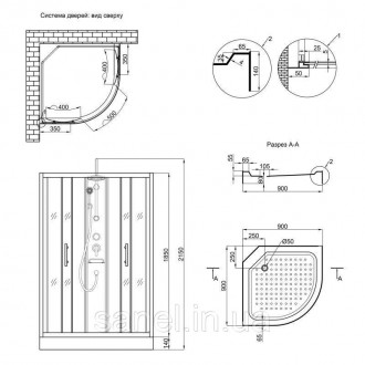 Душовий бокс Lidz Majatek SB90x90.BLA.LOW.TR легко впорається із зонуванням санв. . фото 3