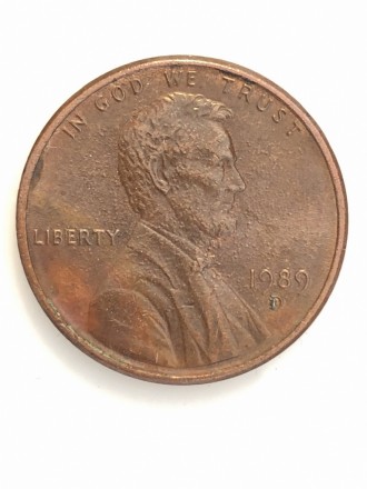 #677 США 1 цент 1989 Лінкольн Цент (Мітка монетного двору: "D" - Денве. . фото 2