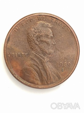 #677 США 1 цент 1989 Лінкольн Цент (Мітка монетного двору: "D" - Денве. . фото 1