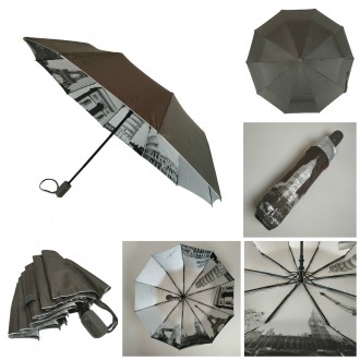Женский зонт-полуавтомат на 10 спиц из фибергласса с пластиковым окончанием, кра. . фото 3